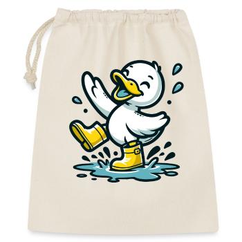Splashy Quacker: Die Pfützenhüpfende Ente - Geschenkbeutel aus Baumwolle (40 x 50 cm) - Natur - Vorne