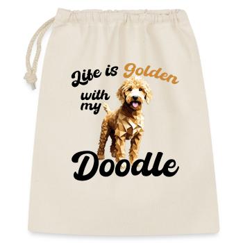 Goldendoodle Golden Doodle Leben golden Geschenk - Geschenkbeutel aus Baumwolle (40 x 50 cm) - Natur - Vorne
