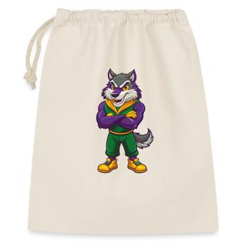 Wolf Lustige Kawaii Cartoon Figur Clipart - Geschenkbeutel aus Baumwolle (40 x 50 cm) - Natur - Vorne