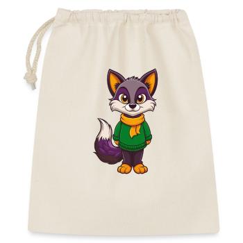 Polarfuchs Lustige Kawaii Cartoon Figur Clipart - Geschenkbeutel aus Baumwolle (40 x 50 cm) - Natur - Vorne