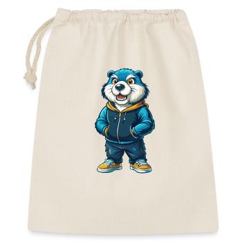 Biber Cool Kawaii Cartoon Charakter Clipart - Geschenkbeutel aus Baumwolle (40 x 50 cm) - Natur - Vorne