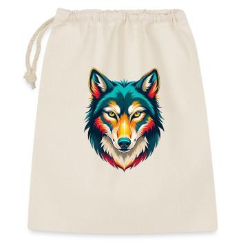 Wolf Niedlich Kawaii Cartoon Clipart Tier Gesicht - Geschenkbeutel aus Baumwolle (40 x 50 cm) - Natur - Vorne