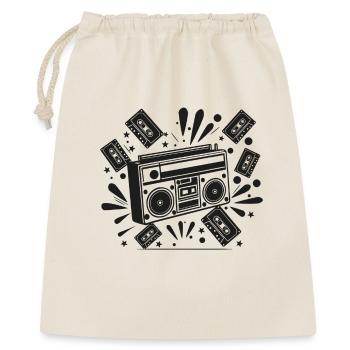 Vintage Boombox Kassetten Nostalgie - Geschenkbeutel aus Baumwolle (40 x 50 cm) - Natur - Vorne