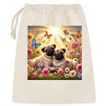 Himmelstruckene Pug Hundefreunde Design - Geschenkbeutel aus Baumwolle (40 x 50 cm) - Natur - Vorne