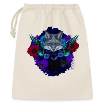 Feder-Flügel, Füchse, Blumen Outfits - Geschenkbeutel aus Baumwolle (40 x 50 cm) - Natur - Vorne