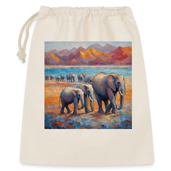 Éléphants colorés au bord de la rivière - Sac cadeau 40 x 50 cm - nature - Devant