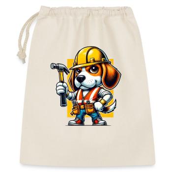 Beagle Bauarbeiter - Geschenkbeutel aus Baumwolle (40 x 50 cm) - Natur - Vorne