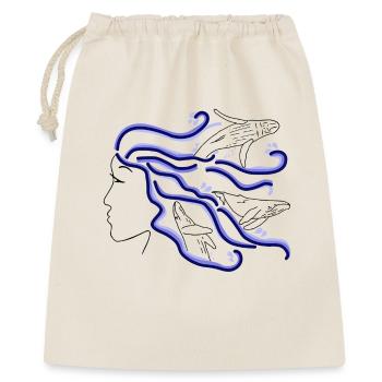 Humpback whale woman silhouette hair dark drawn - Gift Bag 40 x 50 cm - nature - Front