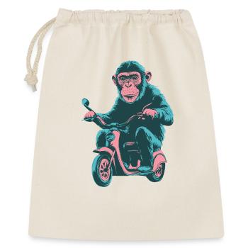 Cooler Affe auf einem Retro-Scooter - Geschenkbeutel aus Baumwolle (40 x 50 cm) - Natur - Vorne