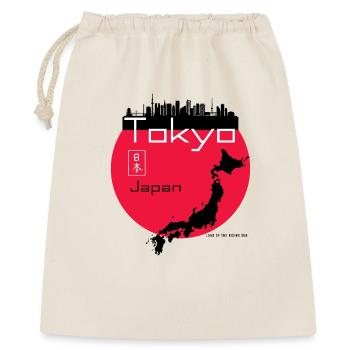 Tokyo Minimal: Rotes Tokio-Motiv - Geschenkbeutel aus Baumwolle (40 x 50 cm) - Natur - Vorne