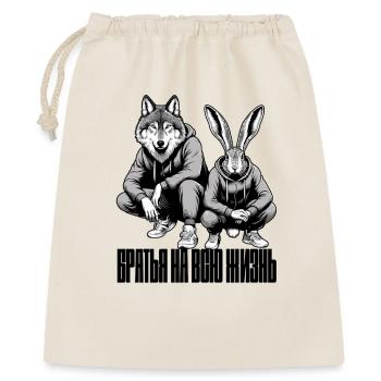 Russian Squat Slavs Hare and Wolf Brothers Gift - Gift Bag 40 x 50 cm - nature - Front