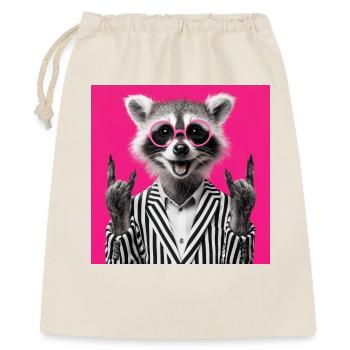 Waschbär mit Doppel Rock Handgeste - Geschenkbeutel aus Baumwolle (40 x 50 cm) - Natur - Vorne