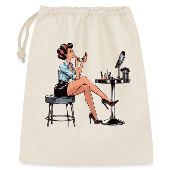 Frau Rockabilly Schminke schminken Retro Geschenk - Geschenkbeutel aus Baumwolle (40 x 50 cm) - Natur - Vorne