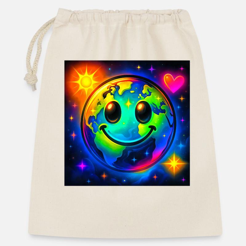 Farbige Glückserde im Neon-Universum - Geschenkbeutel aus Baumwolle (40 x 50 cm) - Natur
