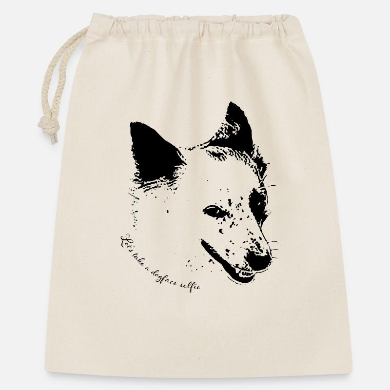 Selfie avec un visage de chien - Sac cadeau 40 x 50 cm - nature