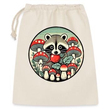 Raton laveur fantaisiste parmi les champignons rouges - Sac cadeau 40 x 50 cm - nature - Devant