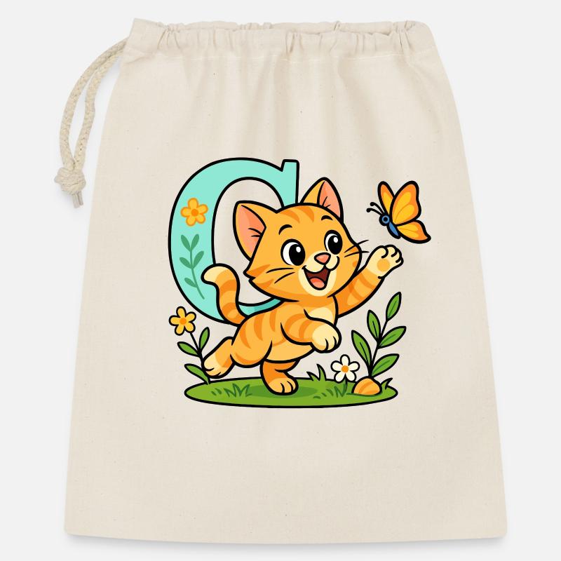 c comme... chat ! Design alphabet mignon - Sac cadeau 40 x 50 cm - nature