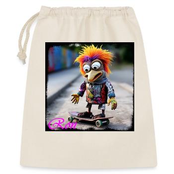Poupée oiseau colorée de street art sur skateboard urbain - Sac cadeau 40 x 50 cm - nature - Devant