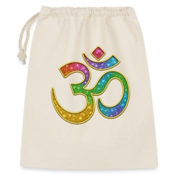 Regenbogen Om Symbol im Glitter-Design - Geschenkbeutel aus Baumwolle (40 x 50 cm) - Natur - Vorne