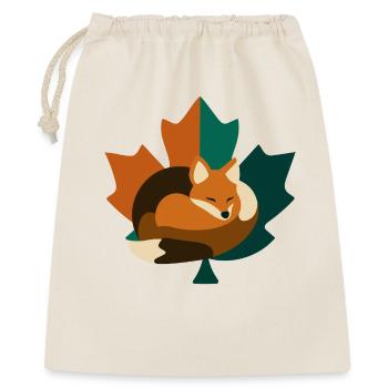 Fuchs im Ahornblatt Design. - Geschenkbeutel aus Baumwolle (40 x 50 cm) - Natur - Vorne