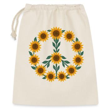 Sonnenblumen-Friedenssymbol-Design - Geschenkbeutel aus Baumwolle (40 x 50 cm) - Natur - Vorne