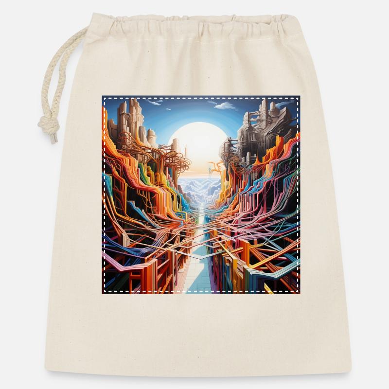 Futuristic landscape with colorful paths surreal - Gift Bag 40 x 50 cm - nature