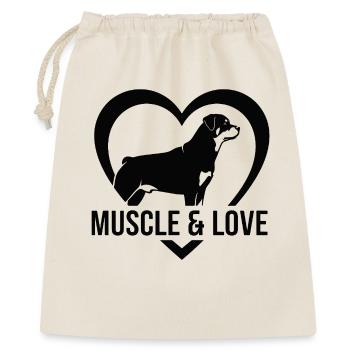 Rottweiler Muscle & Love Silhouette Dog Holder - Gift Bag 40 x 50 cm - nature - Front