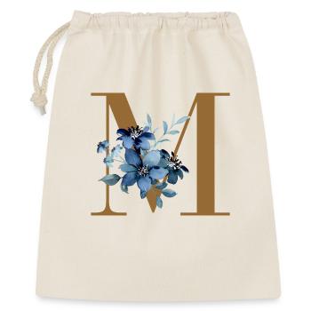 Monogramme M à fleurs bleues - Sac cadeau 40 x 50 cm - nature - Devant