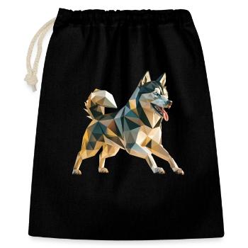 Husky sibérien - Logo Low Poly cool - Sac cadeau 40 x 50 cm - noir - Devant