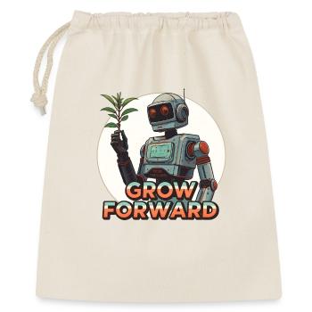 Grow Forward – Retro Sci-Fi Robot - Geschenkbeutel aus Baumwolle (40 x 50 cm) - Natur - Vorne
