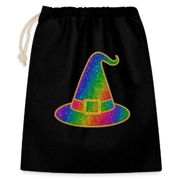 Halloween arc-en-ciel paillettes chapeau de sorcière - Sac cadeau 40 x 50 cm - noir - Devant