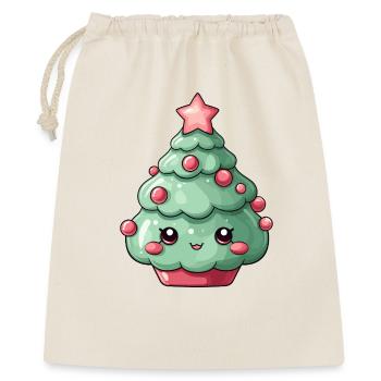 Kawaii Weihnachtsbaum Charme - Geschenkbeutel aus Baumwolle (40 x 50 cm) - Natur - Vorne