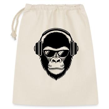 Entspannter Affe Wireless Kopfhörer Café Shirt - Geschenkbeutel aus Baumwolle (40 x 50 cm) - Natur - Vorne