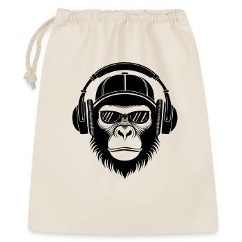 Affenkopf Brille Cap DJ Groove Shirt - Geschenkbeutel aus Baumwolle (40 x 50 cm) - Natur - Vorne