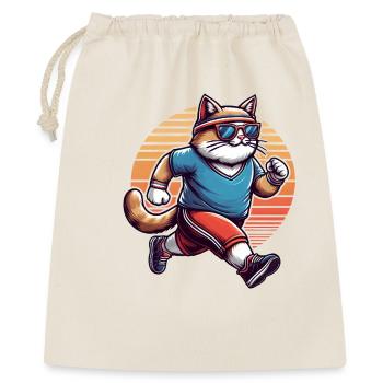 Chat sportif jogging coucher de soleil rétro - Sac cadeau 40 x 50 cm - nature - Devant