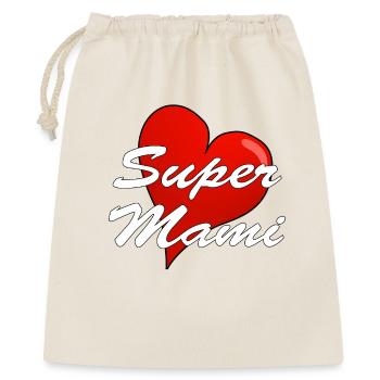 SUPER MAMI - Geschenkbeutel aus Baumwolle (40 x 50 cm) - Natur - Vorne