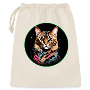 Bengalkatze mit Schal - Geschenkbeutel aus Baumwolle (40 x 50 cm) - Natur - Vorne