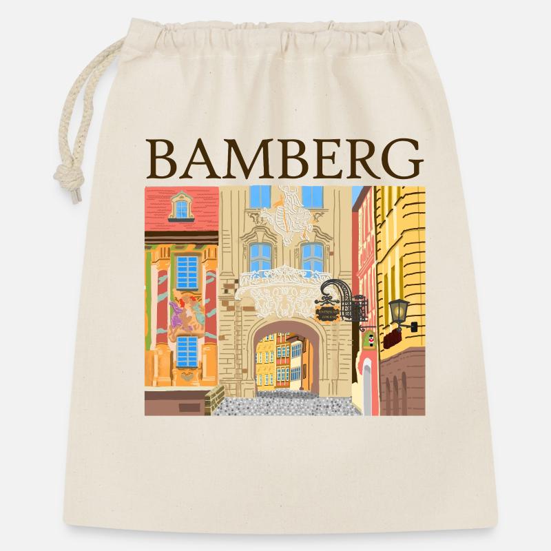 Bamberg, Bavaria Hand Drawing - Gift Bag 40 x 50 cm - nature