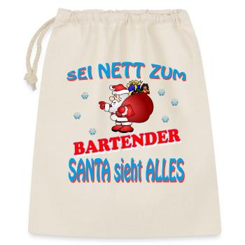 SANTA BARTENDER - Geschenkbeutel aus Baumwolle (40 x 50 cm) - Natur - Vorne