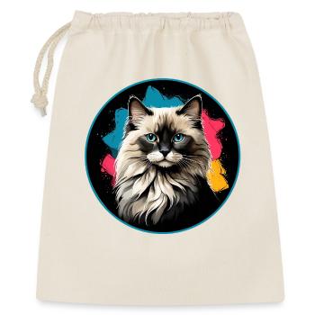 Katzenporträt Neon Spritzer im Kreis - Geschenkbeutel aus Baumwolle (40 x 50 cm) - Natur - Vorne