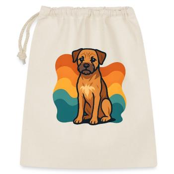 Colorful Border Terrier Dog with Wave Pattern - Gift Bag 40 x 50 cm - nature - Front