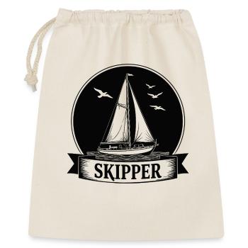 Skipper Segelboot Maritim Kapitän - Geschenkbeutel aus Baumwolle (40 x 50 cm) - Natur - Vorne