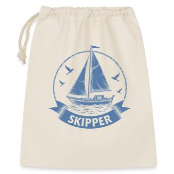 Skipper Segelboot Maritim Kapitän - Geschenkbeutel aus Baumwolle (40 x 50 cm) - Natur - Vorne