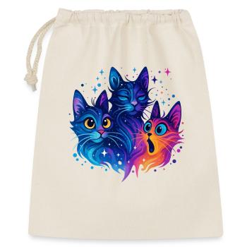 Neon Galaxy Katzen Trio - Geschenkbeutel aus Baumwolle (40 x 50 cm) - Natur - Vorne