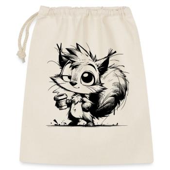 Eichhörnchen noch ein Kaffee? Immer her damit - Geschenkbeutel aus Baumwolle (40 x 50 cm) - Natur - Vorne