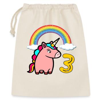 Einhorn Kindergeburtstag  - 3. Geburtstag - Geschenkbeutel aus Baumwolle (40 x 50 cm) - Natur - Vorne