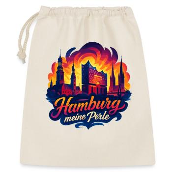 Hamburg Perle Stadt Silhouette Sonne Geschenk - Geschenkbeutel aus Baumwolle (40 x 50 cm) - Natur - Vorne