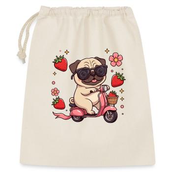 Cool Pug Scooter Fahrer Kawaii Sommerkunst - Geschenkbeutel aus Baumwolle (40 x 50 cm) - Natur - Vorne