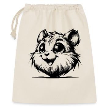 Lustiges Hamsterlächeln Nager voller Lebensfreude - Geschenkbeutel aus Baumwolle (40 x 50 cm) - Natur - Vorne