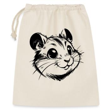 Knuffiger Hamster mit fröhlichen lebhaften Augen - Geschenkbeutel aus Baumwolle (40 x 50 cm) - Natur - Vorne
